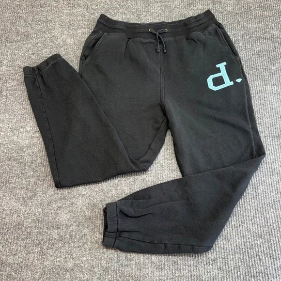 Diamond Supply Co Black Jogger Sweatpants Large "D" Logo Streetwear Zip Pocket - Picture 1 of 10